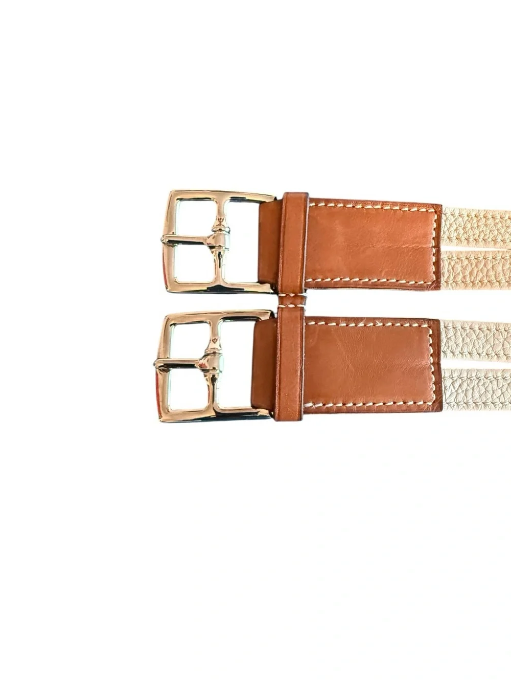 Hermes Two-Tone 2009 Leather Etriviere Double-Strap Belt Sz  display picture 2
